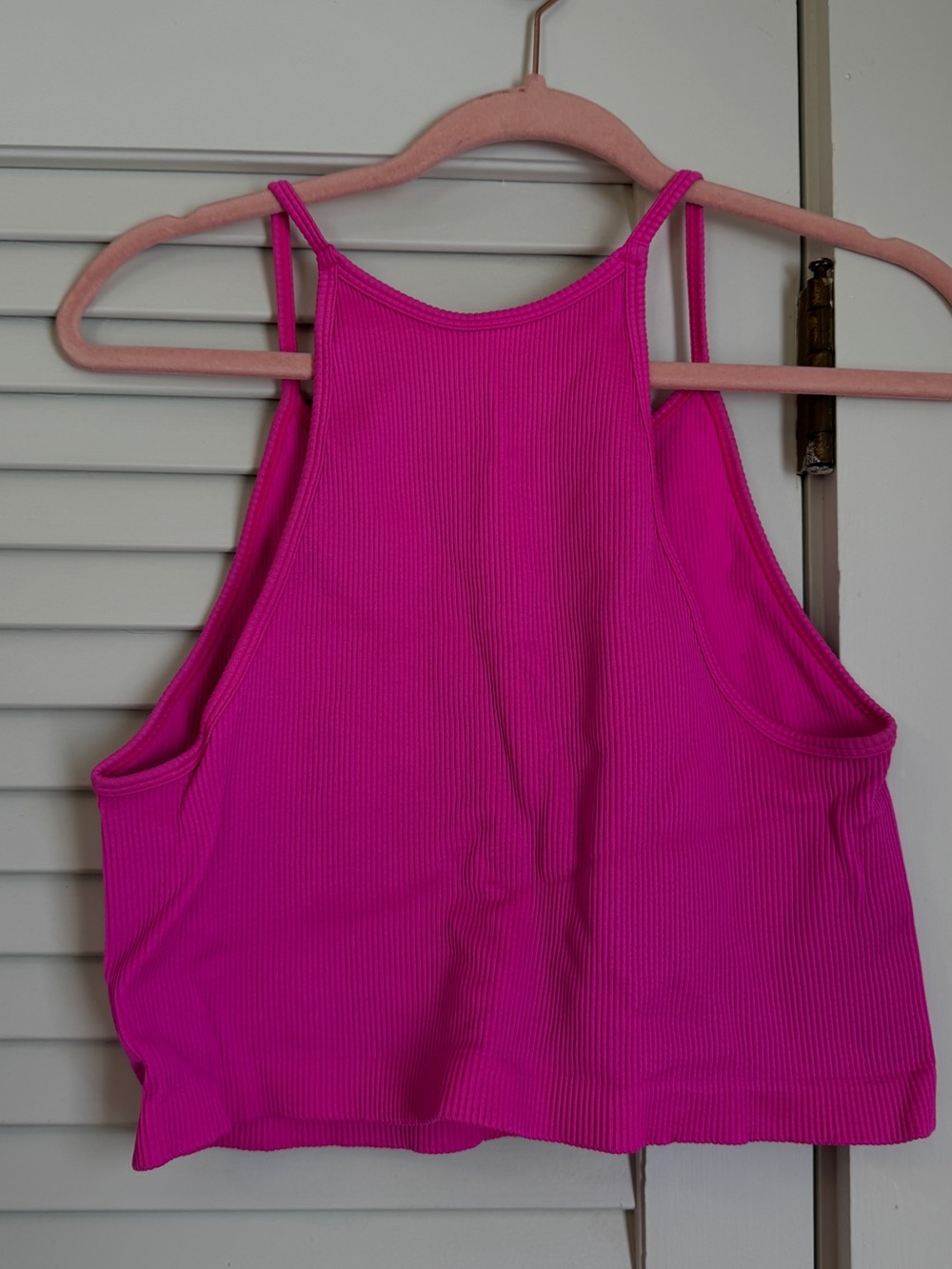 GAP Ribbed Hot Pink High-Neck Tank Top